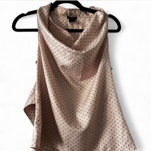 Ann Taylor Beige Sleeveless Blouse with Dots